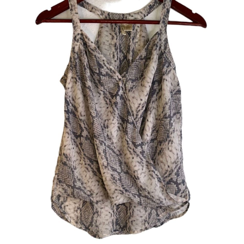 Japna Womens Small Snake Print Fo‎ Wrap Lightweight Hi-Low Vneck Tank Top